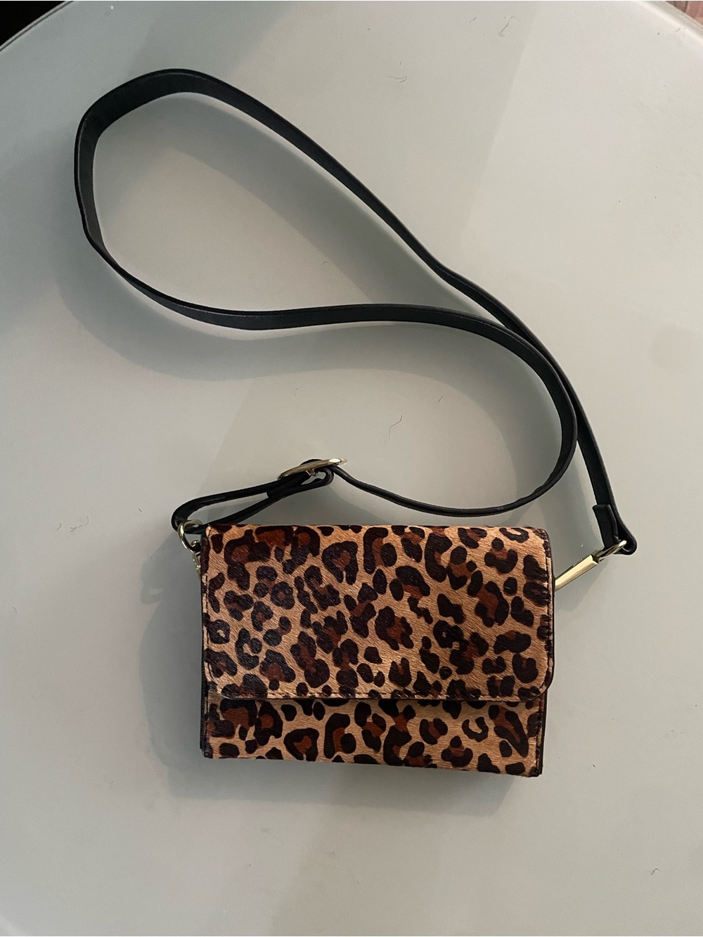 LOFT Leopard Print Crossbody Bag - Black Strap